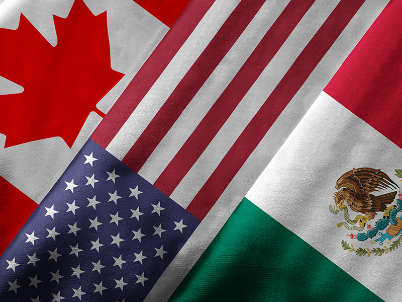 NAFTA flags: USA, Canada, Mexico