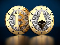 Two golden coins - Bitcoin and Ethereum